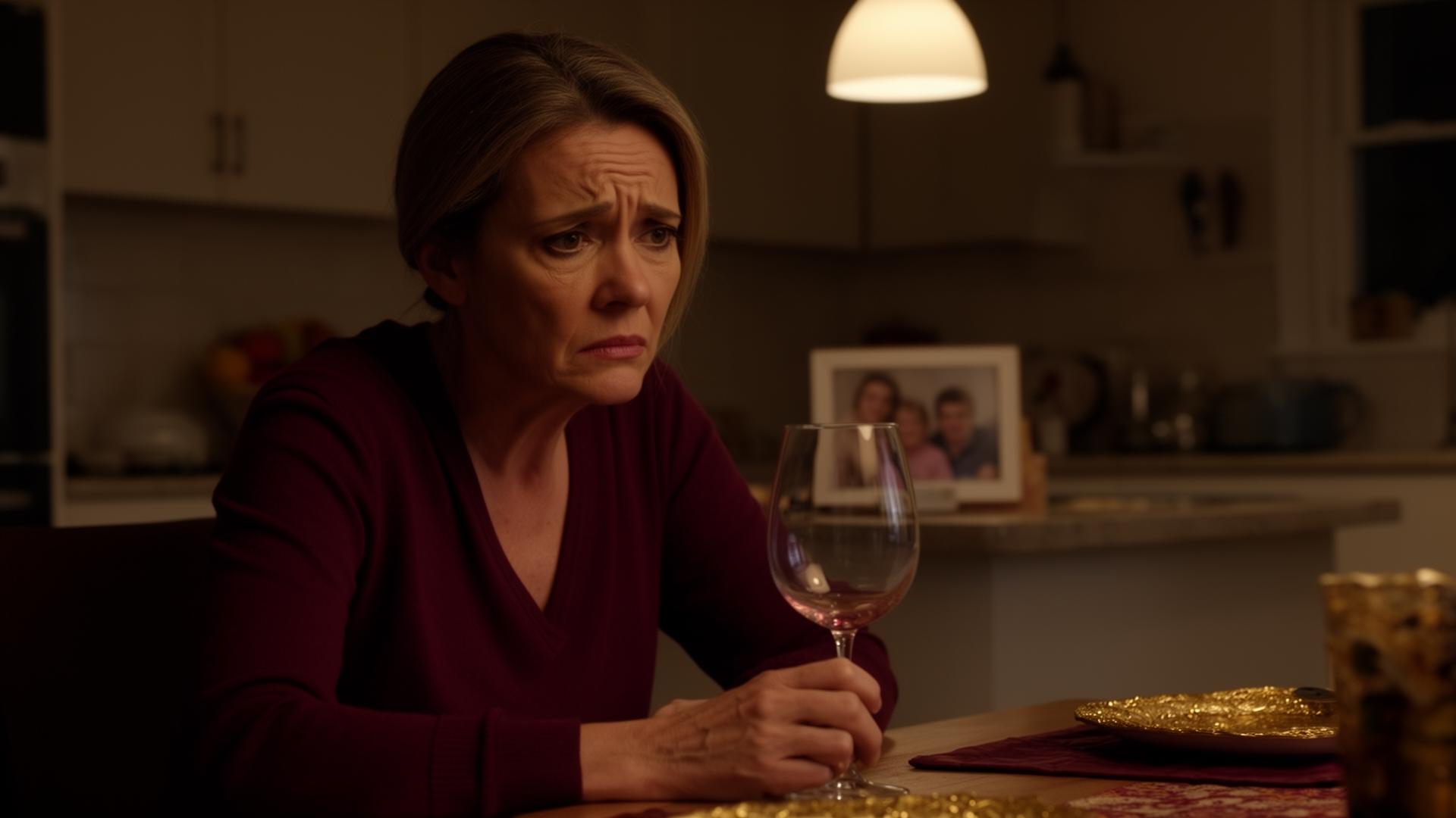 Concerned family member worrying about a loved one's drinking late at night